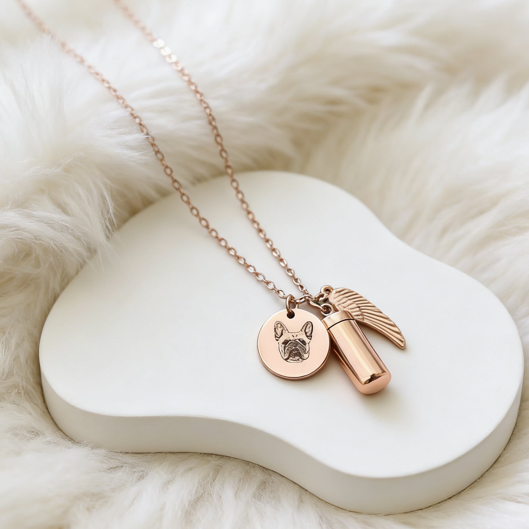 「Winged Angel」Custom Pet Hair & Ashes Memorial Necklace