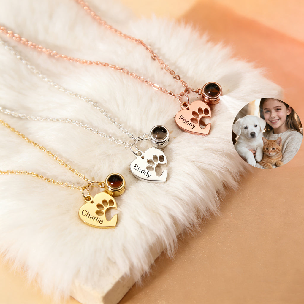 「Paw Print Imprint」Custom Projection ＆Engraved Necklace
