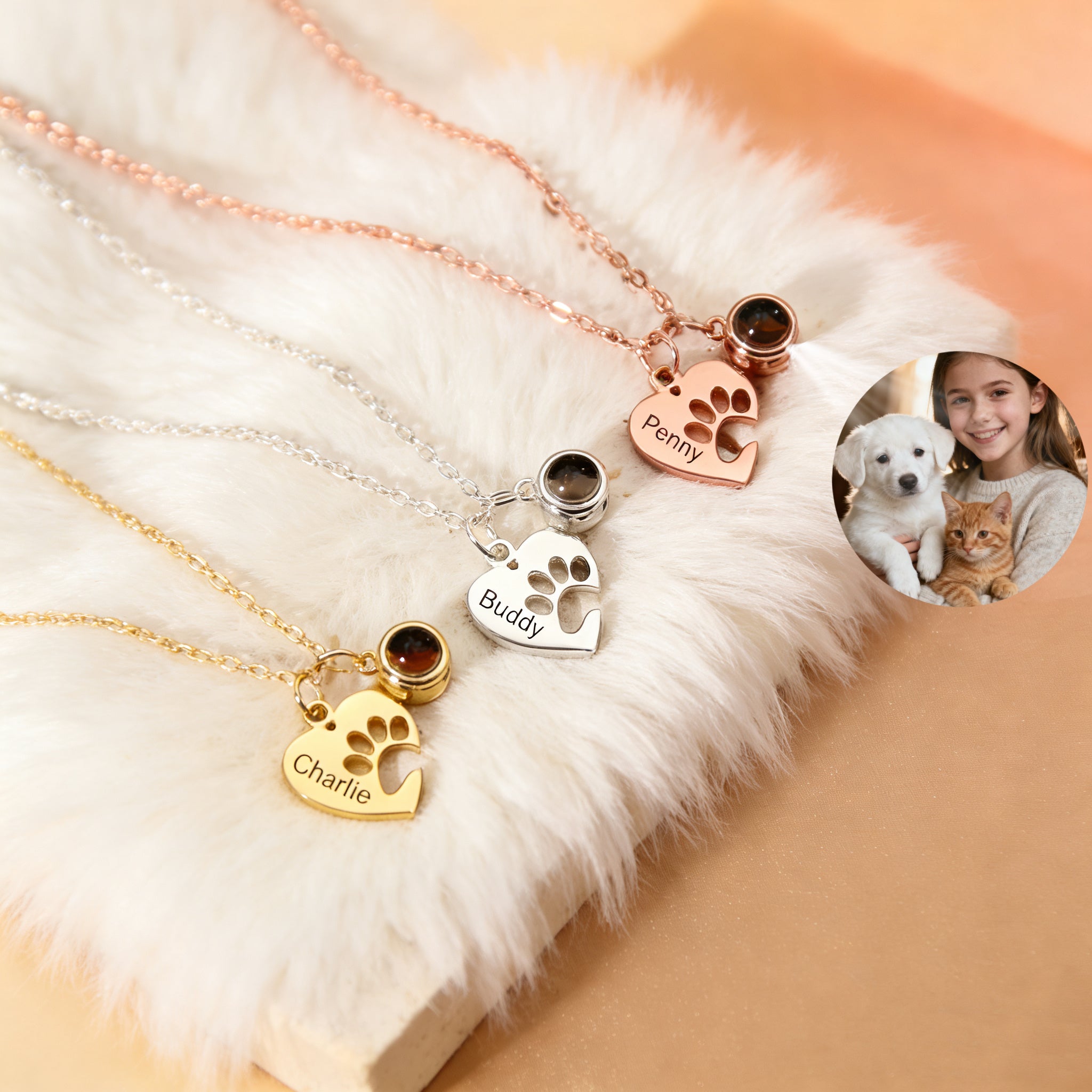 「Paw Print Imprint」Custom Projection ＆Engraved Necklace