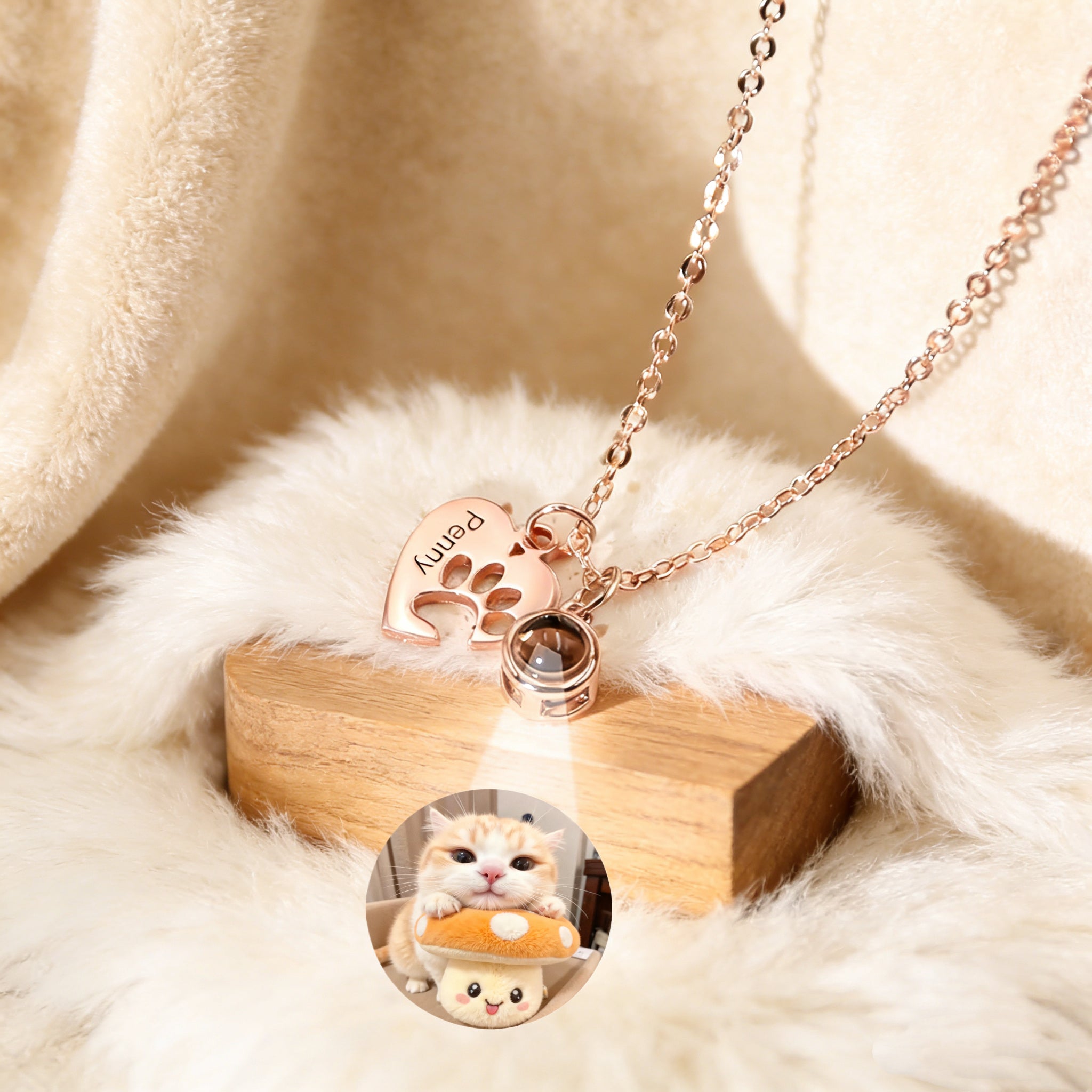 「Paw Print Imprint」Custom Projection ＆Engraved Necklace
