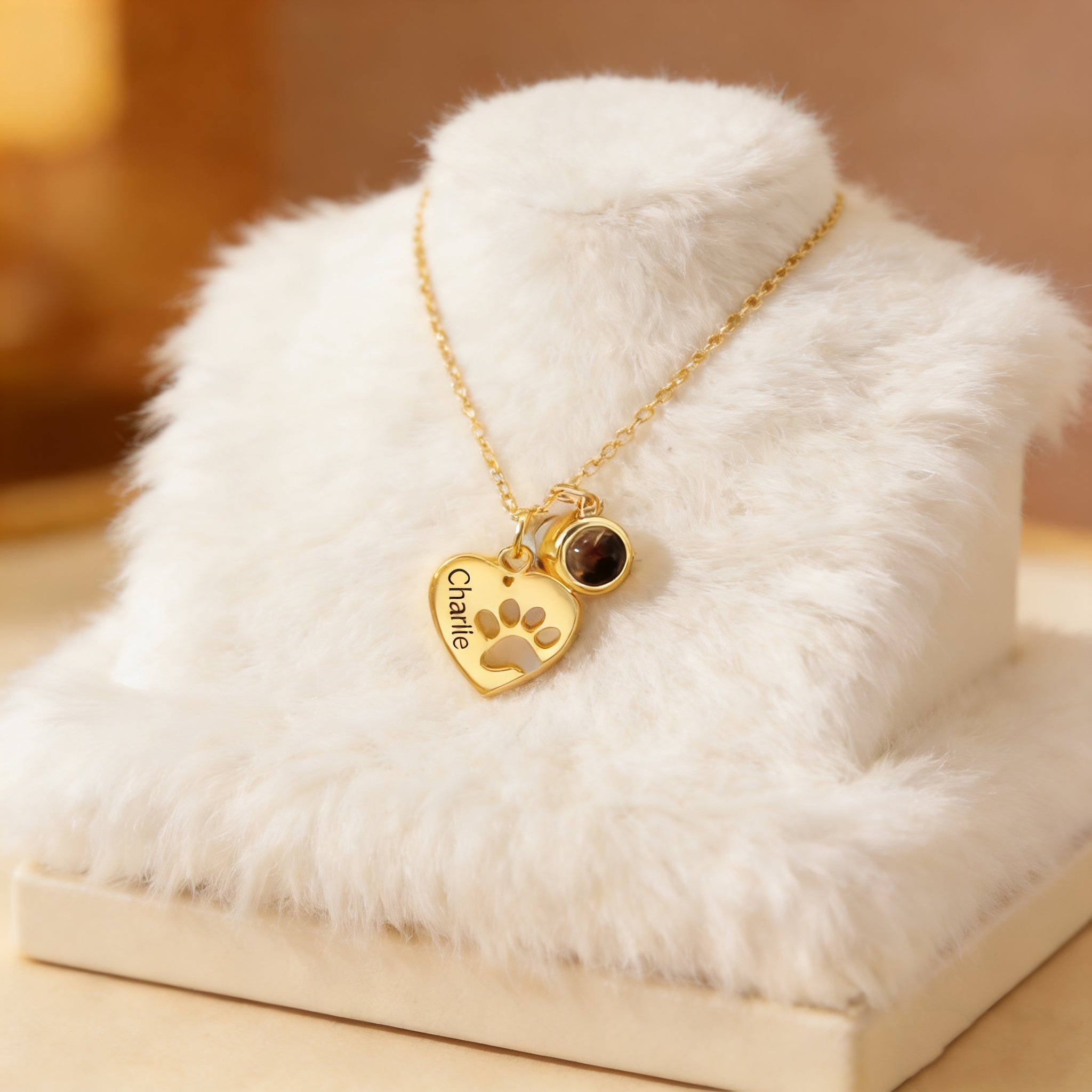 「Paw Print Imprint」Custom Projection ＆Engraved Necklace