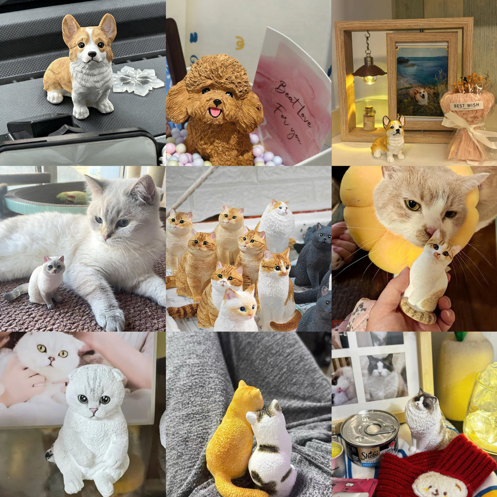 Custom Hand-Painted Pet Plaster Full-Body Sculpture